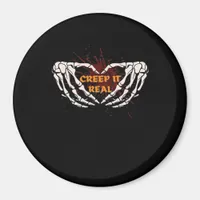 Creep It Real Skeleton Heart Hands Design Magnet