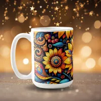 Beautiful Hyperrealistic Sunflower Art   Coffee Mug