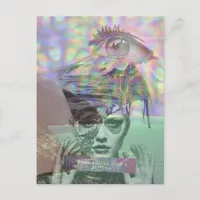 Surreal Woman Glitch Collage Postcard