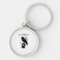Gothic Crow F Caw F Raven Skull Halloween Graphic  Keychain