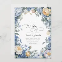 Powder Blue, Lemon Chiffon & Soft White Wedding Invitation
