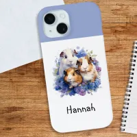 Guinea Pigs Picture Watercolor Cute Pretty iPhone 15 Case