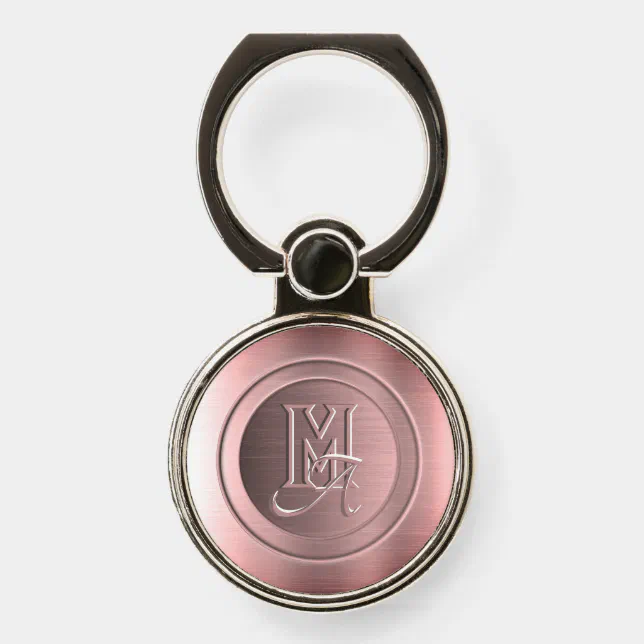 Metallic Pink Steel Engraved Monogram Phone Ring Stand