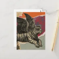 The Retro Flying Tiger Mixed Media Collage Postcard