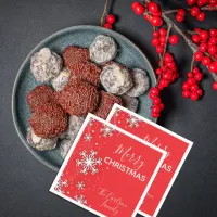 Merry Christmas White Snowflakes on Red Napkins