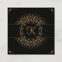 Black Gold Mandala Elegant Yoga Instructor  Square Business Card