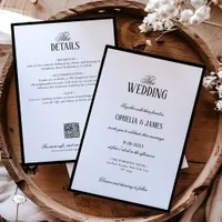 All-In-One Elegant Modern Black & White Wedding Invitation