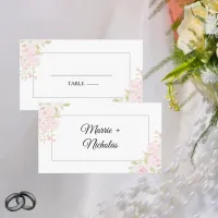 Plush Pink Rose Floral Watercolor Wedding Place Card