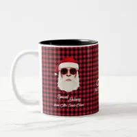 Fun Special Delivery Santa Red Black Buffalo Plaid Two-Tone Coffee Mug