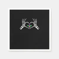 Skeleton Hand Heart Mardi Gras Vibrant Expression Napkins