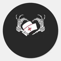 Skeleton Hand Heart Lazy Diy Halloween Costume Nur Classic Round Sticker