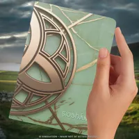 Golden Celtic Triquetra on Pale Mint Green Marble  Passport Holder