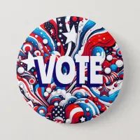 Red, White and Blue Patriotic US Flag Vote Button