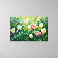 *~*  TV2 Red White Tulips Stretched Canvas Print