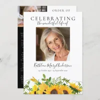 Sunflower Floral Photo Funeral Program