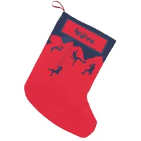 Abseiling Mountain Climbers Red Blue Festive Small Christmas Stocking