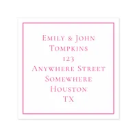 Simple Return Address Square Border Pink Self-inking Stamp