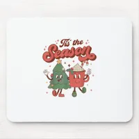 Tis The Season Retro Christmas 70s 80s Vintage Gro Mouse Pad