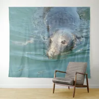 Cute Seal Swimming n the Ocean Wall Art Tapestry