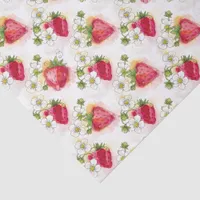 Alcohol Ink Style Strawberry Blossoms and Berries  Tissue Paper
