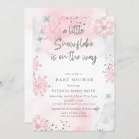 Pink Snowflake is on the way Winter Baby Shower Invitation