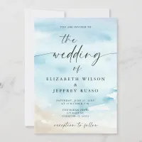 Watercolor Ocean Sea Summer Beach Wedding Invitation