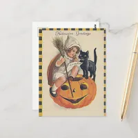 Vintage Halloween Greetings Postcard