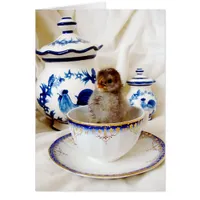 Oil Paint Effect Chick and Tea Cup In Studio