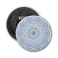 Elegant dusty blue white lace mandala classic bottle opener