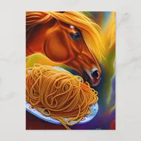 Horse Eats Spaghetti Postcard
