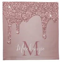 Bling Rose Gold Dripping Glitter Monogram Cloth Napkin