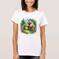 Cute Watercolor Bear and Cub T-Shirt