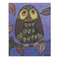 Folk Art Owl Painting Faux Canvas Print