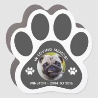 In Loving Memory Pet Paw Print Photo Gray Car Magnet