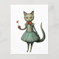 Beautiful Whimisical Grey Cat Postcard