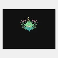 Cottagecore Goblincore Moon Flowers Forest Frog Mu Sign