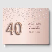 Rose gold diamonds 40th birthday guest book