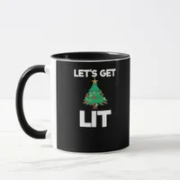 Let's Get Lit Christmas Tree Holiday Drinking Mug