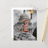 A Beautiful Blond Woman Shows the Decay Postcard