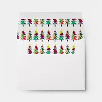 Colorful Watercolor Christmas Trees Happy Holidays Envelope