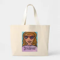 Pop Art Cartoon Girl Custom Preppy Unique Large Tote Bag