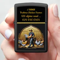 Dedicated Leghorn Chicken Farmer Tending His Flock Zippo Lighter