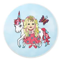 Blonde Princess and Unicorn Ceramic Knob