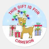 Cute Christmas Reindeer Personalized Gift Tag