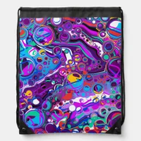 Purple, Blue Colorful Bubbles Abstract Modern      Drawstring Bag