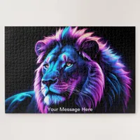 Neon Majesty Vibrant Arty Lion Colorful Wildlife  Jigsaw Puzzle