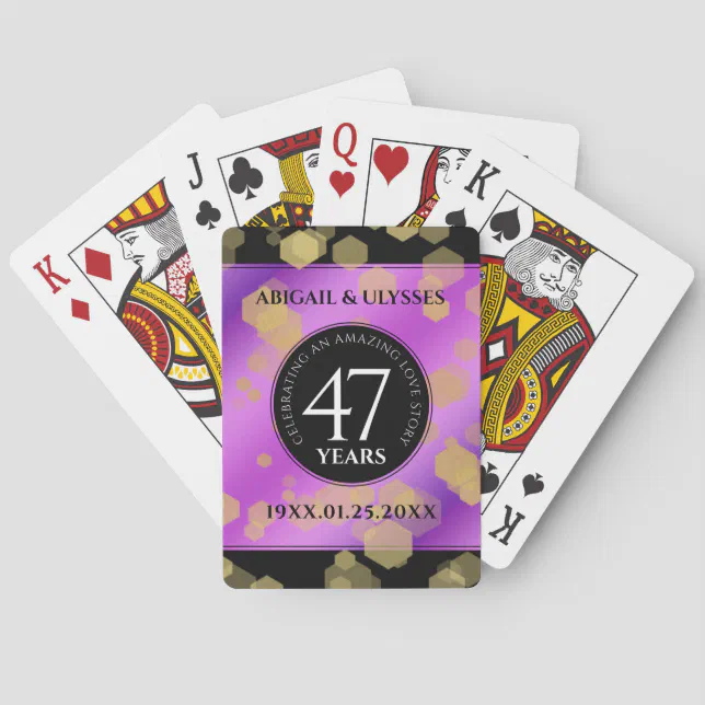 Elegant 47th Amethyst Wedding Anniversary Poker Cards