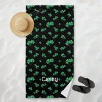 Irish Shamrock Pattern Personalized Beach Towel