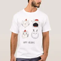 Adorable Happy Holidays Christmas Cats T-Shirt