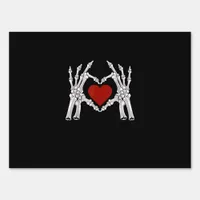 Skeleton Hands Form A Heart With Red Heart Bright  Sign